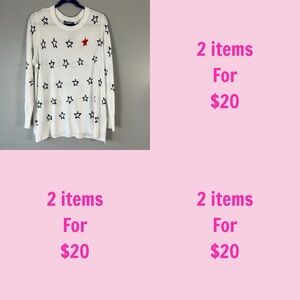 3/$30 Marled Womens White Star Long Sleeve Crew Neck Side Slit Sweater Size 1X